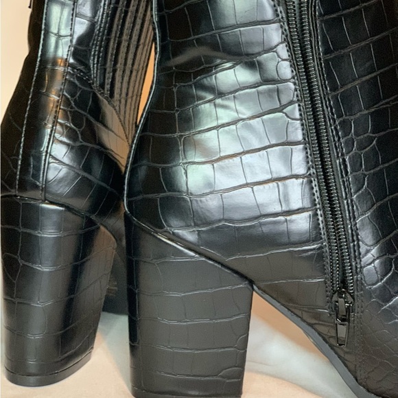 3 for $30 Black Croc-Embossed Ankle Boots - Picture 4 of 5